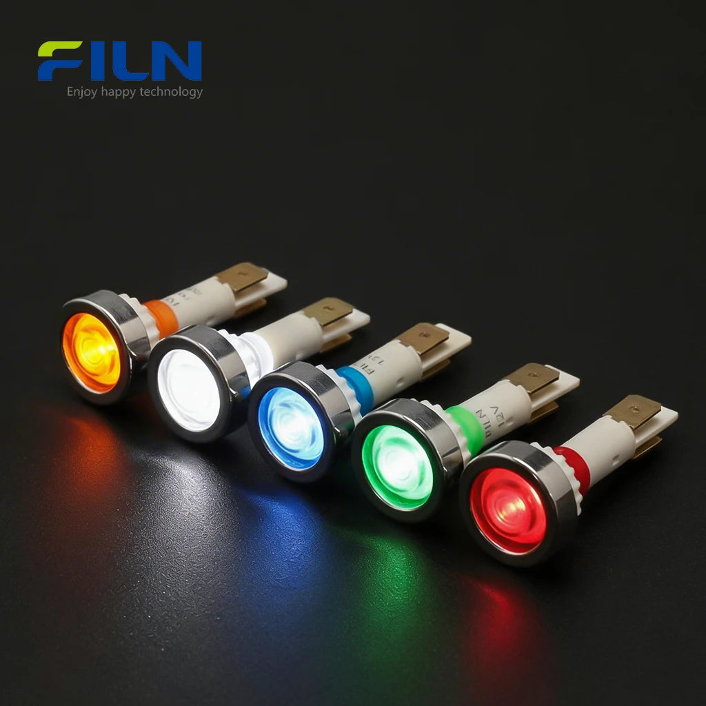 Plastic 12V Indicator Lamp 10mm PA66 Pin Terminal Screw Mount for Kitchen Equipment FILN