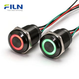 Interrupteurs à bouton-poussoir 12V LED bicolore R&V, interrupteur momentané étanche en métal FILN