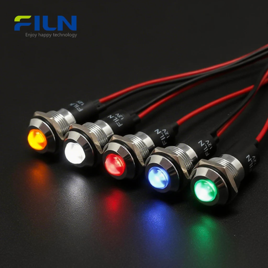 12V LED-Anzeigeleuchten 16mm Wasserdicht Vorverdrahtet für Geräte FILN