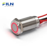 Interrupteur à bouton-poussoir LED 12 V 12 mm en acier inoxydable 15 cm pré-câblé Interrupteur momentané FILN
