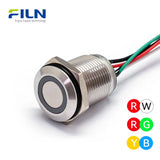 Interrupteurs à bouton-poussoir 12V LED bicolore R&V, interrupteur momentané étanche en métal FILN