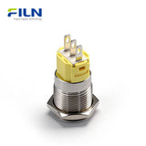 16mm Round Push Button Switch No LED Light Stainless Steel Pin Terminal FILN