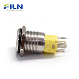 Metall-Drucktastenschalter 12V Ringstromsymbol 16mm LED-Licht 5-polige Klemme FILN