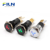 FILN 14MM 금속 심볼 인디케이터 라이트 12V R/G/Y/B/W LED 라이트
