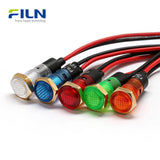 Pilot Indicator LED 8mm Plastic PA66 220V 12V Pre-wired 15cm Lead Threaded Panel Mount FILN