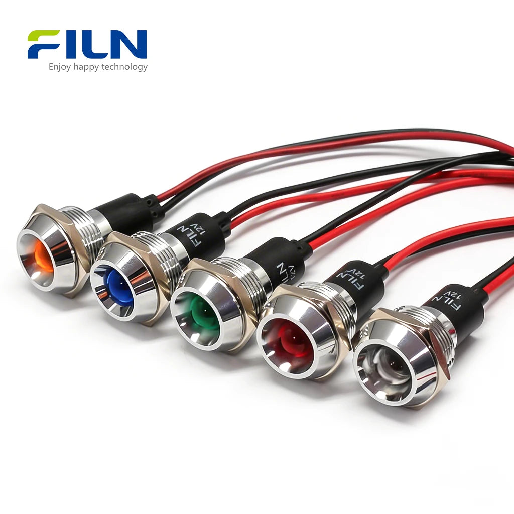 Led Indicator Examples 19mm LED Indicators 12V 220V Pre-wired IP67 for Industrial Panel Metal ...