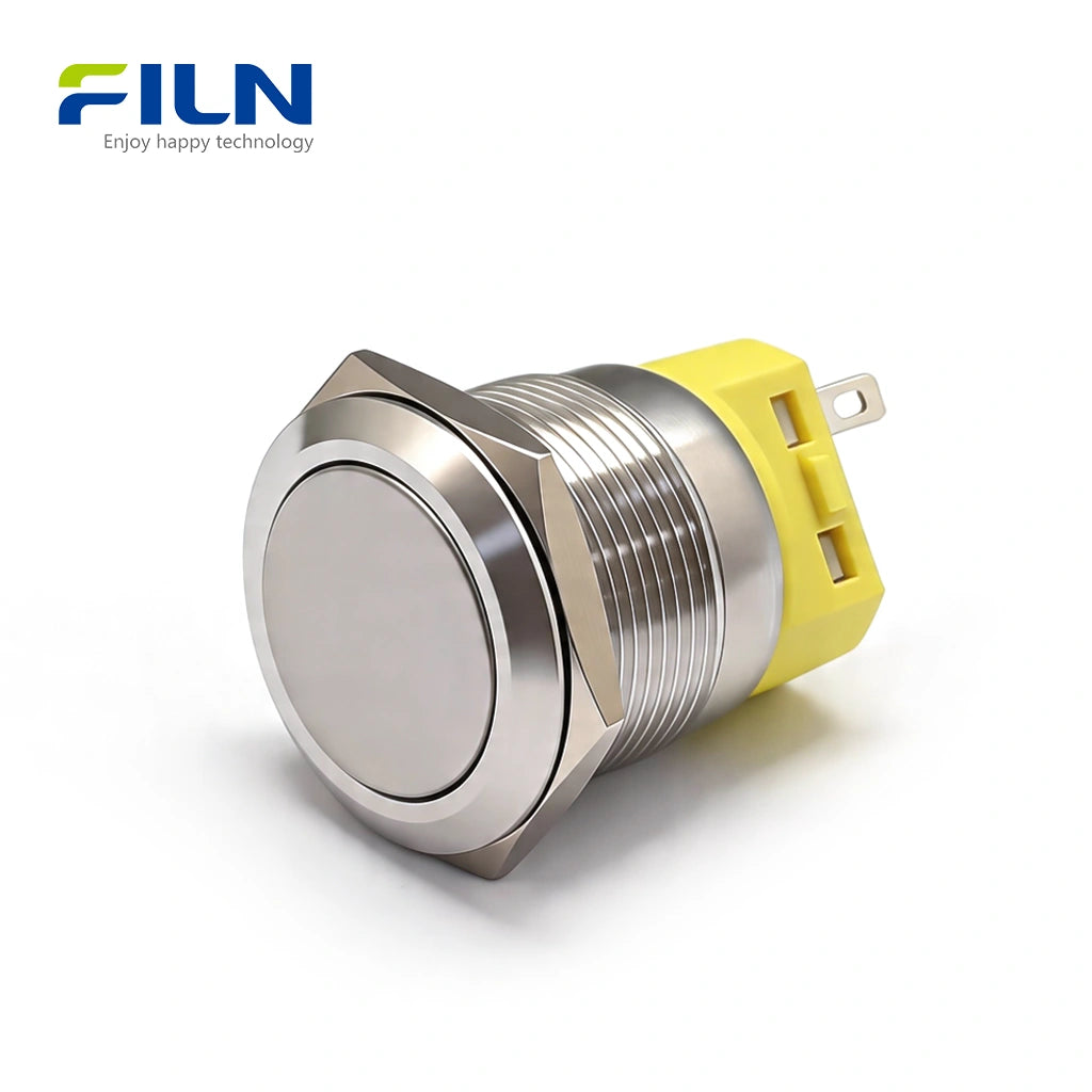22mm Latching Push Button Switch Momentary/Latching Stainless Steel 3-Pin Terminal | FILN