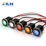 LED Indicator Light 22mm 24V IP67 Metal Flat Head Pre-wired for Panel Signal FILN