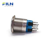 Button Push Switch 22mm Stainless Steel 12V-220V Ring LED 6-Pin Terminal | FILN