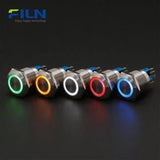 Button Push Switch 22mm Stainless Steel 12V-220V Ring LED 6-Pin Terminal | FILN