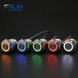 12V Push Button Switch Waterproof 25mm Stainless Steel Latching Momentary Pre-wired FILN