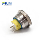 LED Light Push Button Switch 30mm Stainless Steel Power Symbol Momentary/Latching FILN