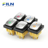 Stainless Steel Lighted Rocker Switches 30x22mm 4-Pin KCD4 15A Current FILN Factory