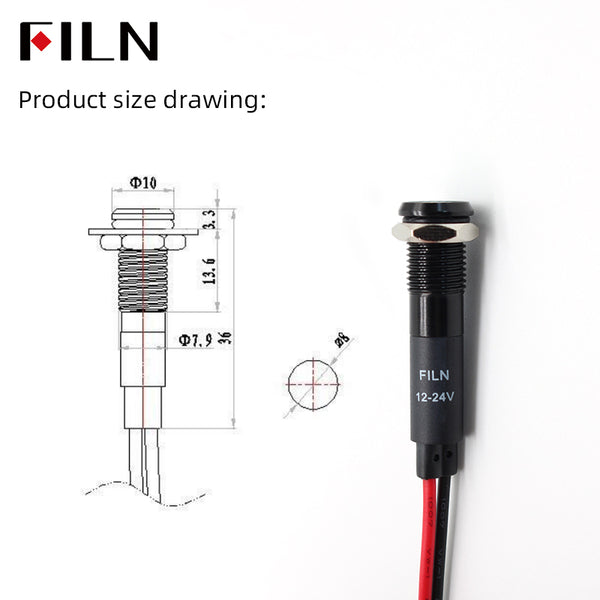 FILN LED-Anzeige 12MM Metallanzeige Dash mit Draht Geeignet für Ca –  YUEQING YULIN ELECTRONIC CO., LTD