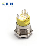 Interrupteur à bouton-poussoir 12 volts avec anneau lumineux LED, interrupteur à bouton-poussoir métallique 22 mm 5 broches | FILN