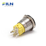 19mm LED-Drucktastenschalter Momentan/Rastend Edelstahl 5-Pin Ringlicht | FILN