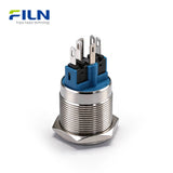 Button Push Switch 22mm Stainless Steel 12V-220V Ring LED 6-Pin Terminal | FILN