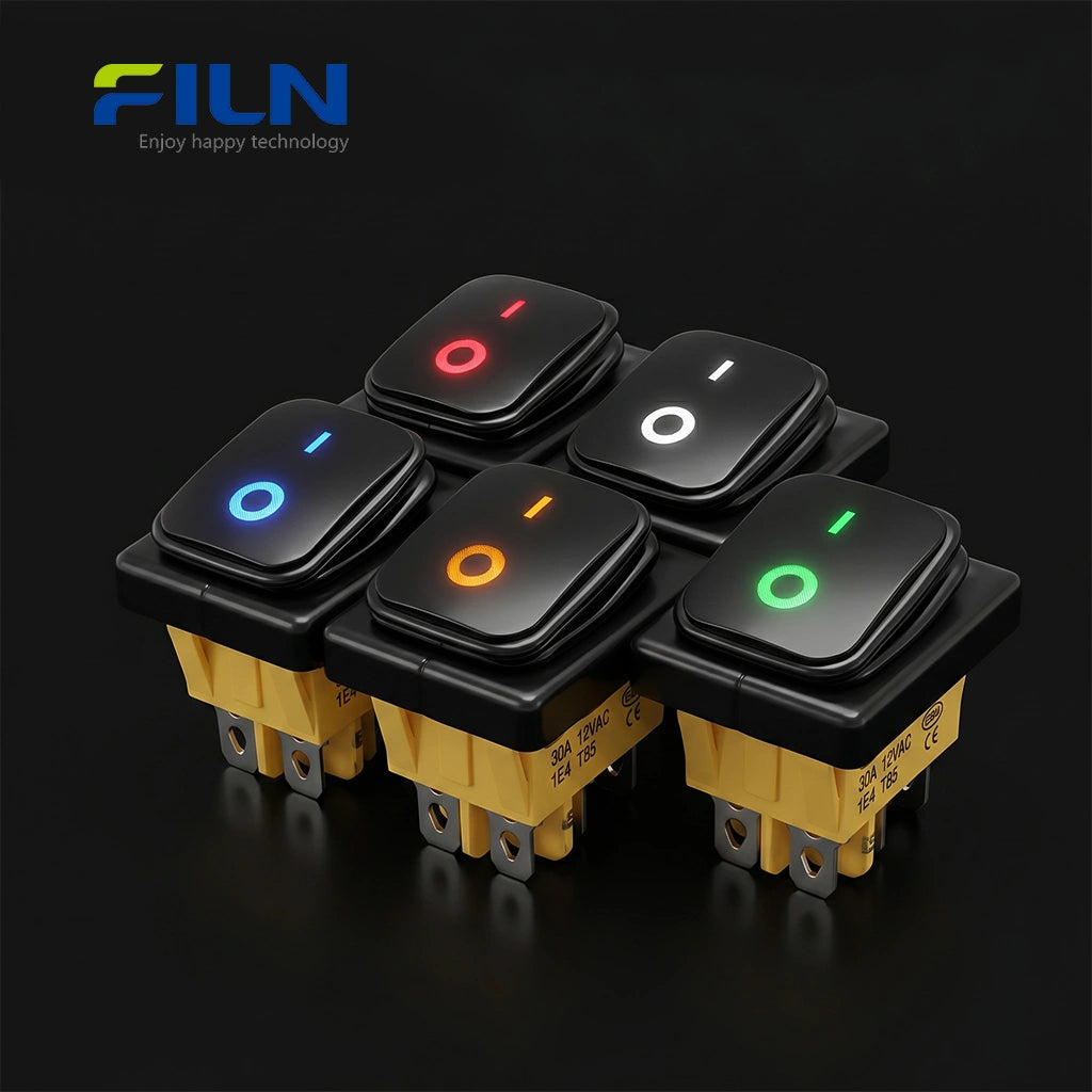 6 Pin Ricker Switch FILN IP68 KCD4 6PIN Momentary LED Waterproof Rocker Switch - FILN ...