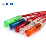 120 VAC LED Indicator Light 6mm Round Snap-in with 15cm Wire Lead FILN