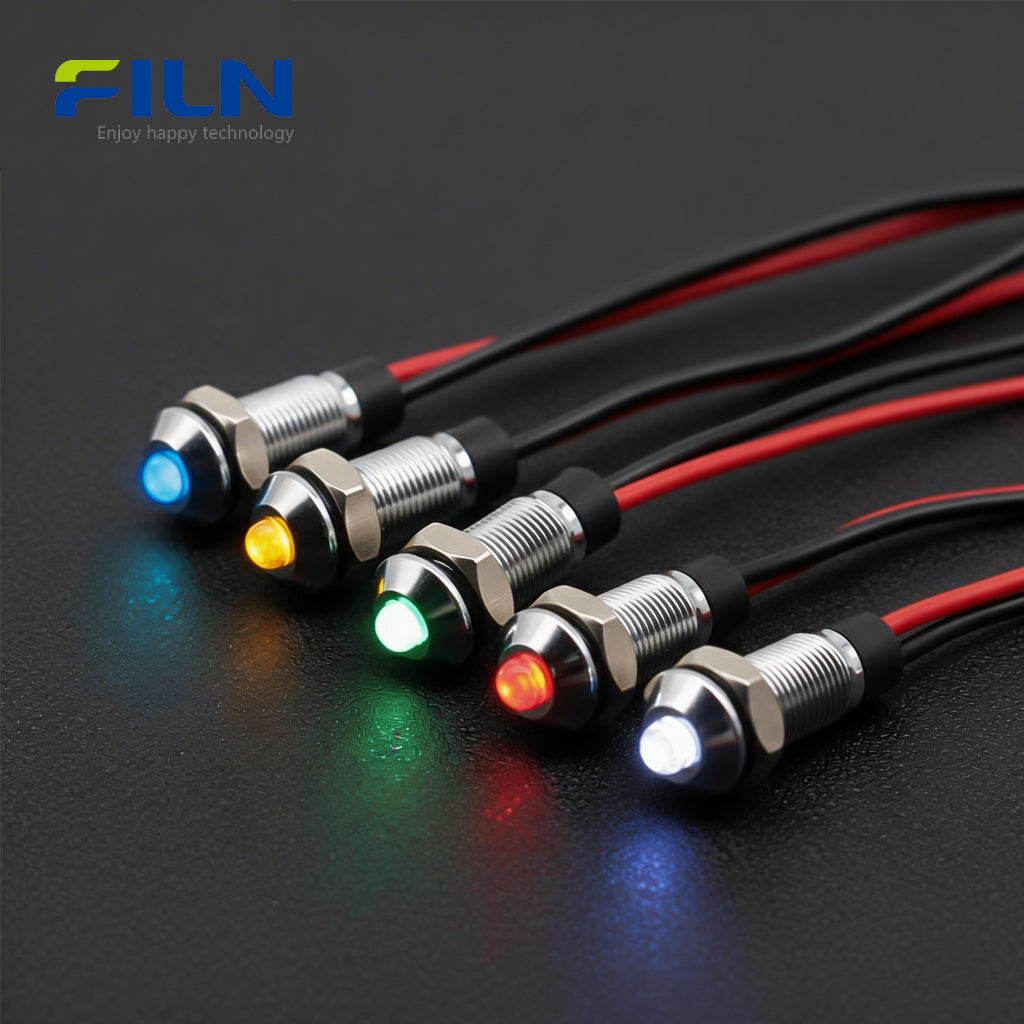 6mm Mini LED Pilot Light Indicator - Ultra-Short Body & High Head, 15cm Pre-wired Waterproof Signal Lamp (Black/Silver Case)