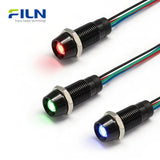 RGB LED Indicator Light 8mm IP67 Waterproof Concave Metal Pilot Lamp FILN