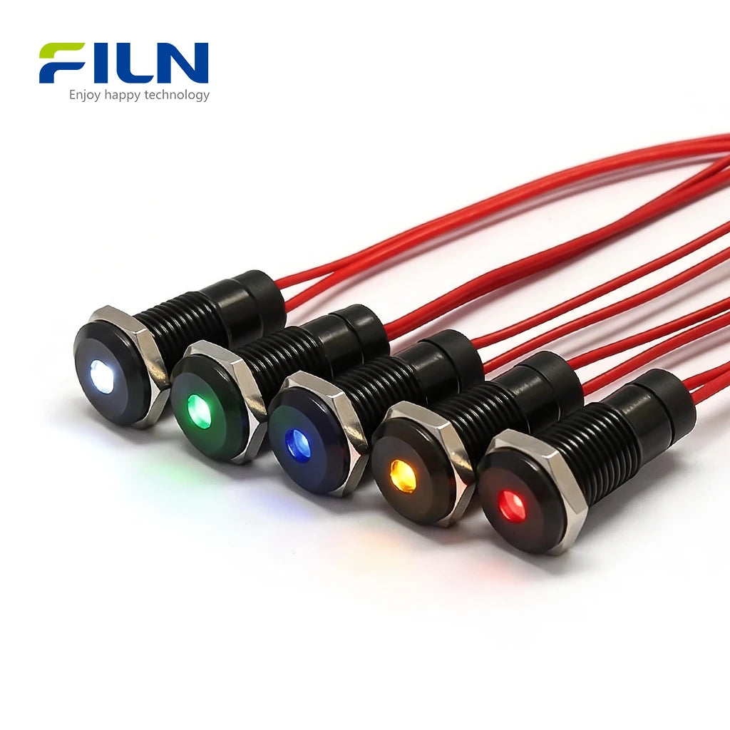 Voyant lumineux DC 8MM, étanche, à LED, pour panneaux de contrôle, FILN