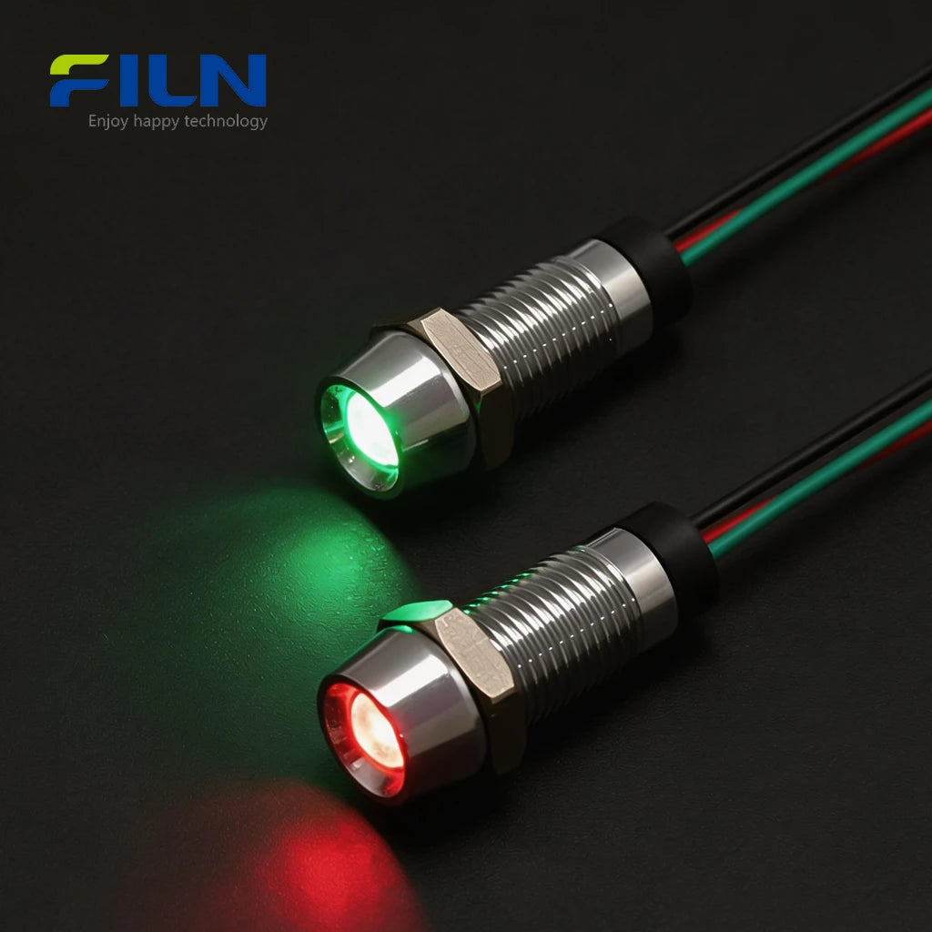 Panel Pilot Light 8MM Pre-wired Dual Color LED Pilot Light IP67 for CNC Panels FILN ...
