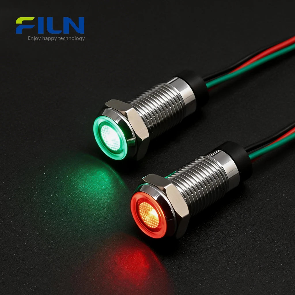 Dual-color Signal Lamp 8mm  IP67 Flat Head LED for CNC Panel FILN