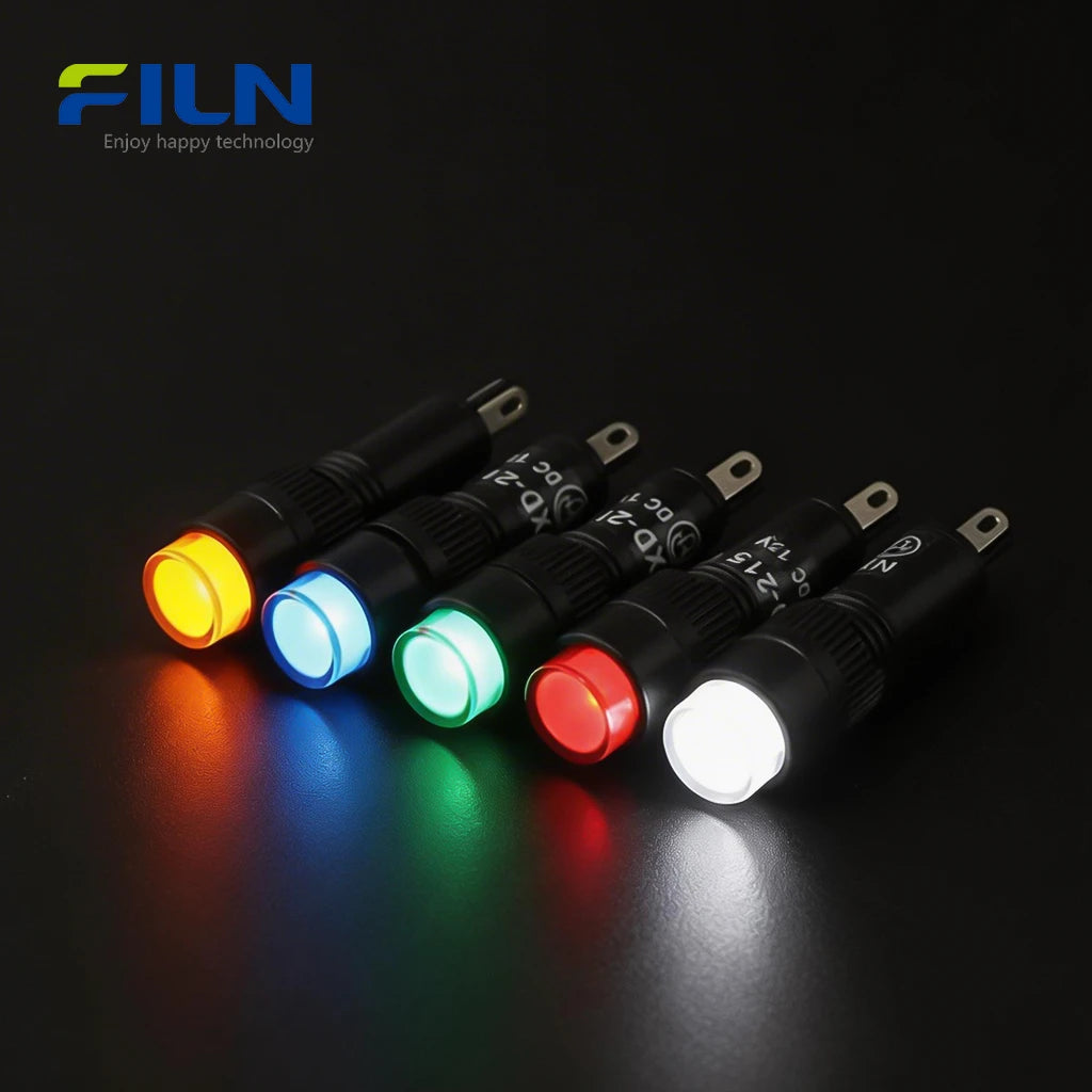 Voyants lumineux 8mm 220V 12V bornes 2 broches à clipser rondes pour montage sur panneau FILN