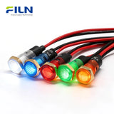 Pilot Indicator LED 8mm Plastic PA66 220V 12V Pre-wired 15cm Lead Threaded Panel Mount FILN