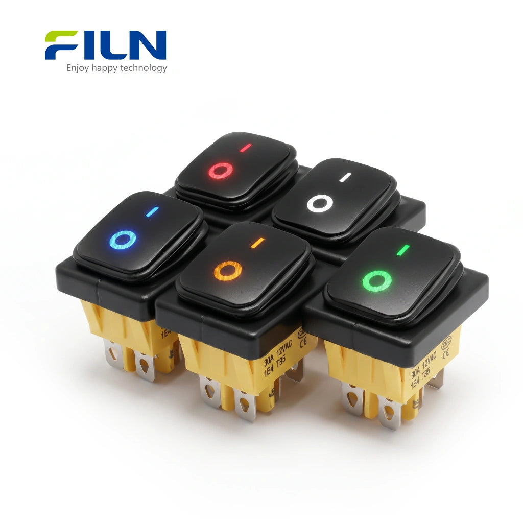 FILN IP68 KCD4 6 BROCHES Interrupteur à bascule momentané étanche à LED