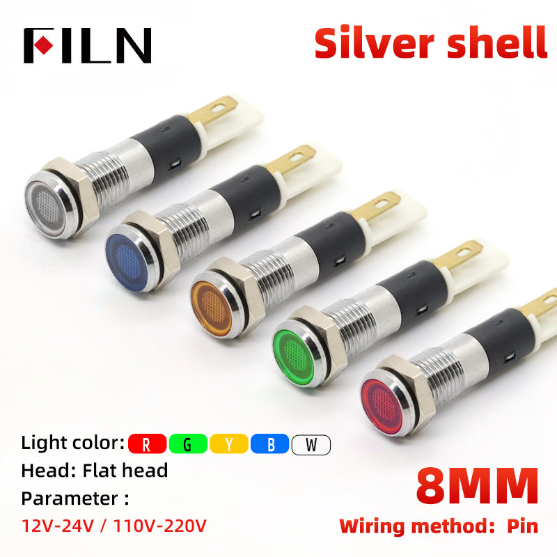 FILN 12 Volt LED Indicator Lights 8MM Waterproof UL Indicator Lamp