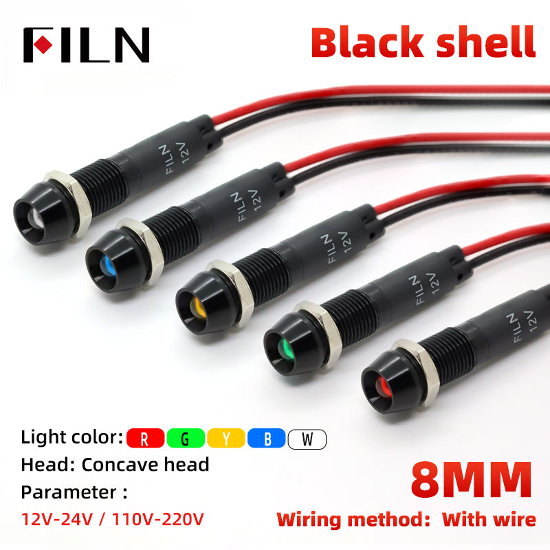 FILN 24V DC 8mm Flashing LED Indicator, Metal Threaded Base, High Visibility for Alarm Systems