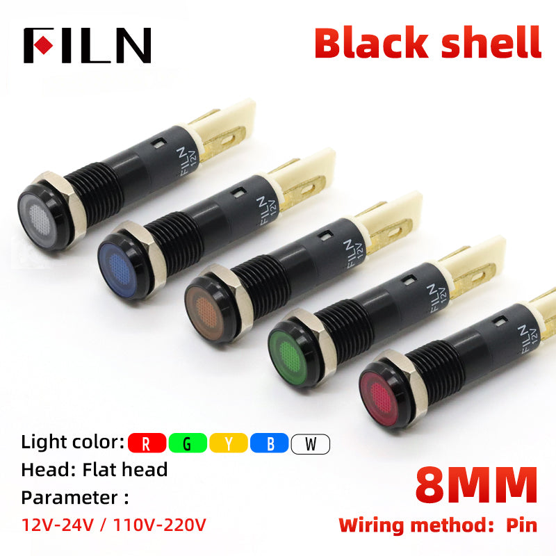 FILN 12 Volt LED Indicator Lights 8MM Waterproof UL Indicator Lamp