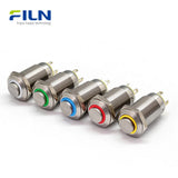 Interrupteur à bouton-poussoir 12 volts 12 mm en acier inoxydable 304, interrupteur à anneau LED 4 broches FILN
