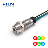 RGB LED Indicator Light 8mm IP67 Waterproof Concave Metal Pilot Lamp FILN