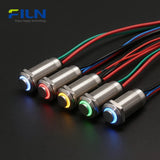 Interrupteur de moto à bouton-poussoir en acier inoxydable de 12 mm avec anneau LED, momentané ou à verrouillage, 12-220V FILN