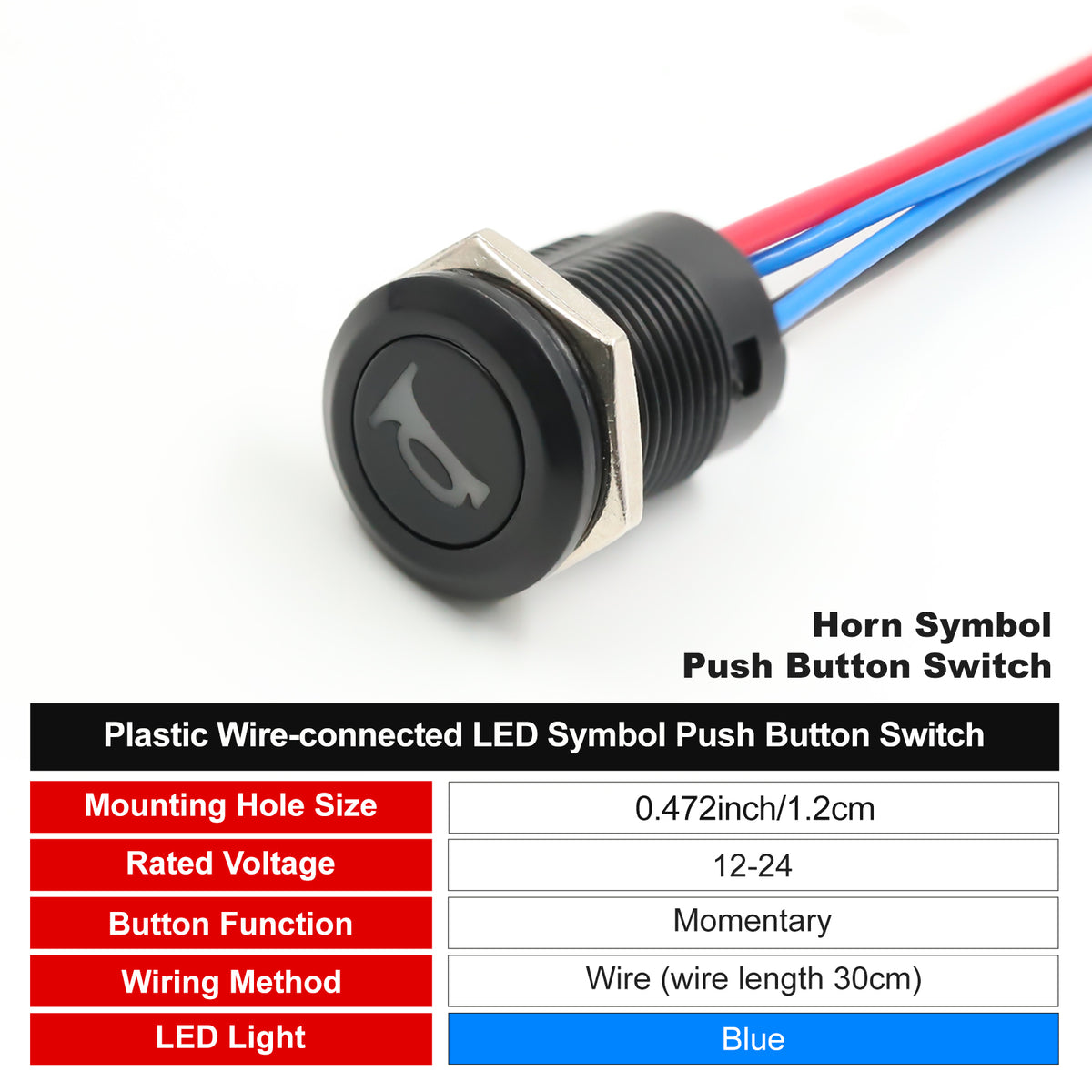 New 12MM Red Custom 12V Push Button Switches