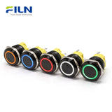 Interrupteur à bouton-poussoir 12 volts avec anneau lumineux LED, interrupteur à bouton-poussoir métallique 22 mm 5 broches | FILN