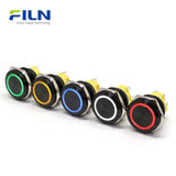 Latching Switch Push Button 25mm Metal 5-Pin with LED Ring 12V 220V Wiring FILN
