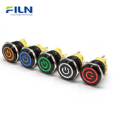 Wasserdichter 12 Volt Drucktastenschalter 22mm Edelstahl 5-Pin Ring-LED Momentaner Rastschalter FILN