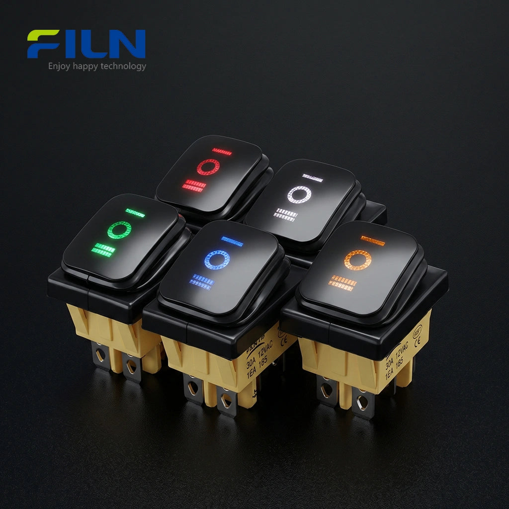 6 Terminal Rocker Switch Black Paint waterproof KCD4 30x22mm ON-OFF-ON FILN