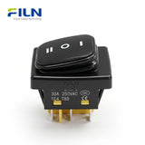 3 Position Rocker Switch ON-OFF-ON Black Non-Illuminated 30x22mm 30A Waterproof KCD4 6Pin FILN