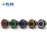 Momentary Push Button Switch 19mm Ultra-thin Switch IP67 Waterproof 4-Pin LED Stainless Steel | FILN