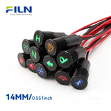 Universal Car Symbol LED Pilot Light Metal Dash Indicator Light | FILN