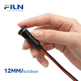 12mm Metal LED Indicator Light with Symbols & Wires | 12-24V