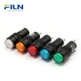 12.5mm Blue Light Indicator Plastic 12V 24V 220V 2-Pin High-Head Threaded Panel Mount