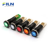 120V LED Panel Indicator Lights 12mm 2PIN Flat Haed Metal Pilot Lamp FILN