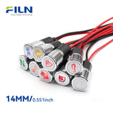 Universal Car Symbol LED Pilot Light Metal Dash Indicator Light | FILN