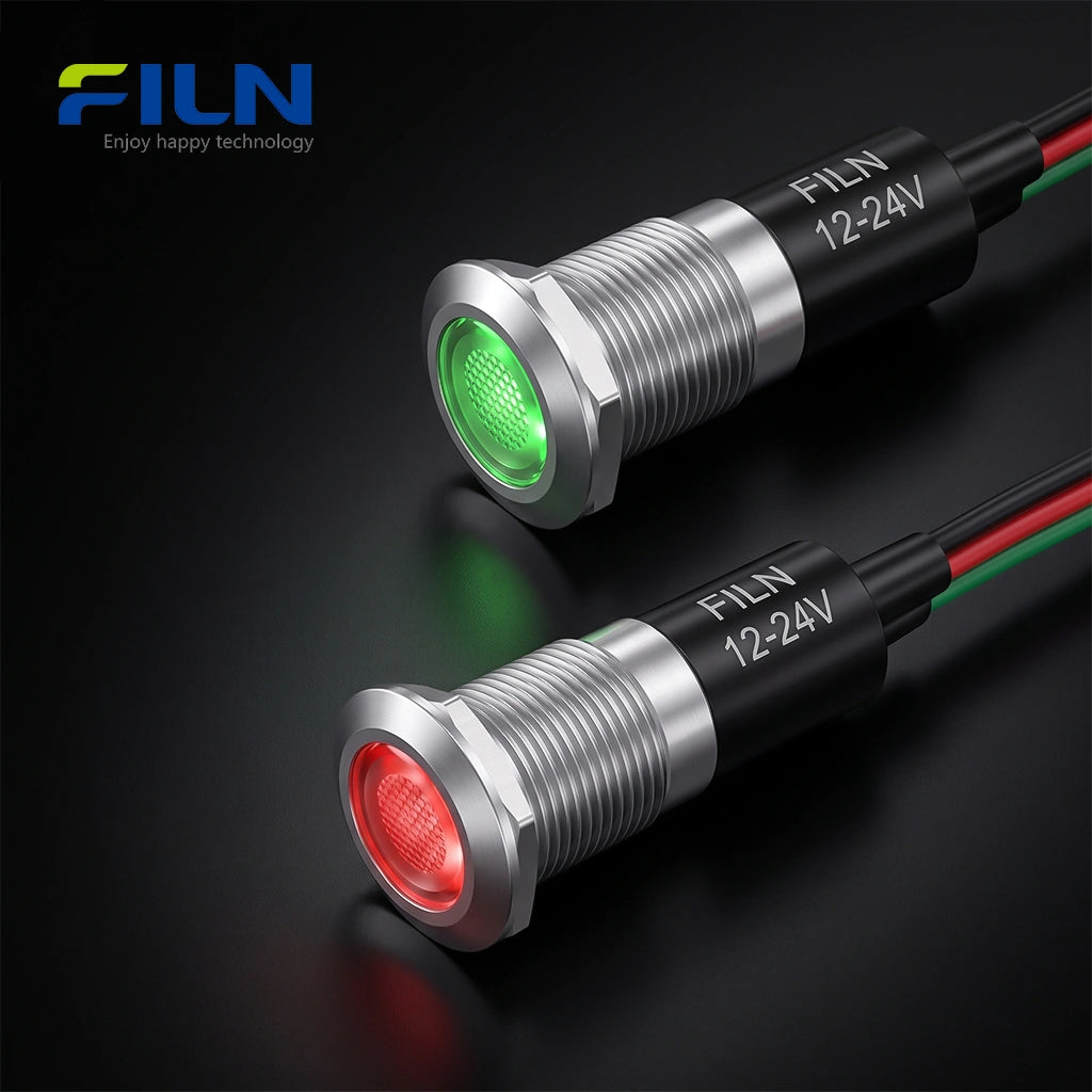 Dual Color Indicator Light 12MM AC/DC Metal Light 3-Pin Flat Head Pre-wired Signal Lamp